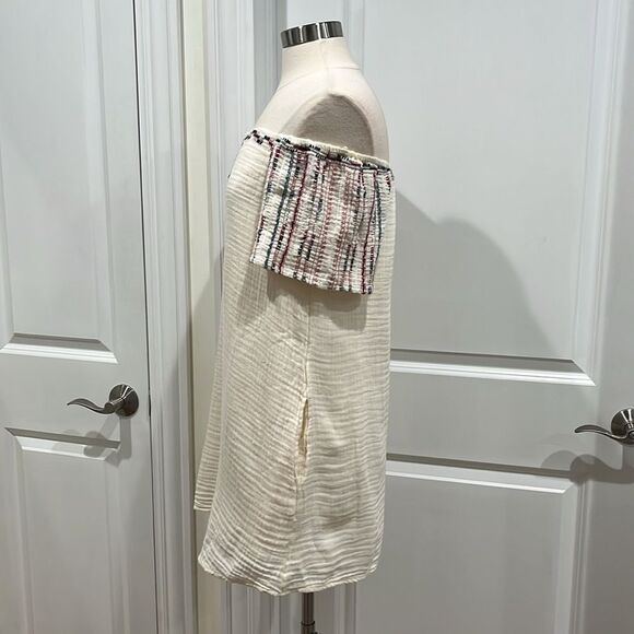 New! ZARA Dress Embroidered Off The Shoulder Boho  Off White/ Ivory - Picture 8 of 15